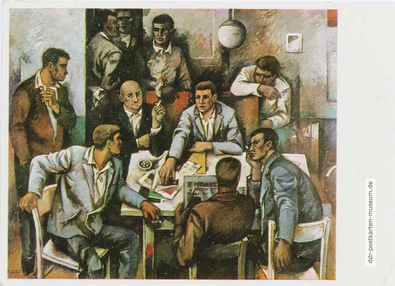 Ölbild von 1962 "Parteidiskussion" von Wilhelm Neubert - 1963