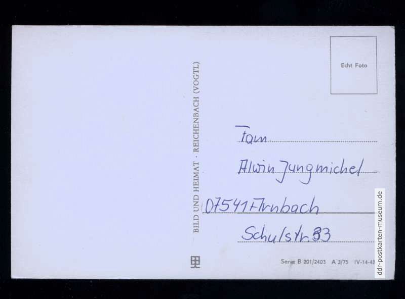 Adressierung erfolgreich, jedoch keine Briefmarke zur Hand und keine Zeit mehr für den Text gehabt... - 1977