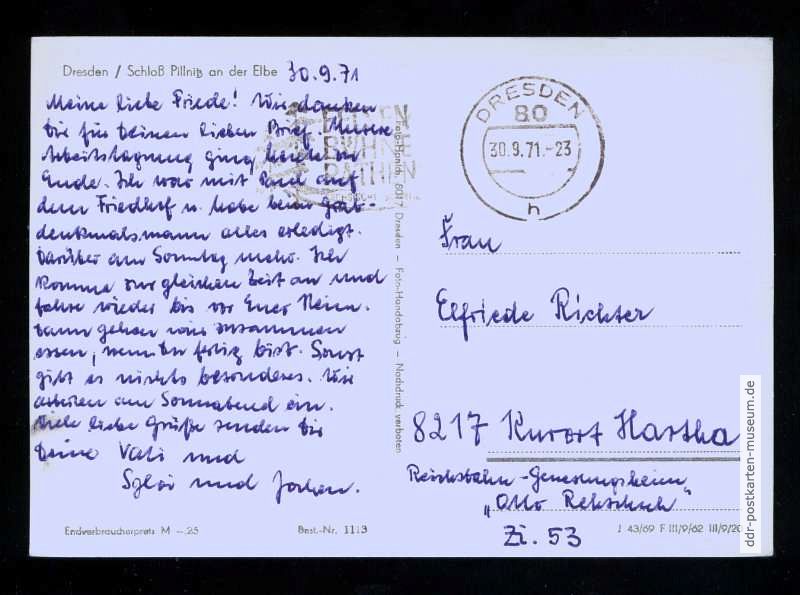 Text und Adresse perfekt, nur die Briefmarke vergessen (maschinell gestempelt, keine Nachgebühr !) - 1971