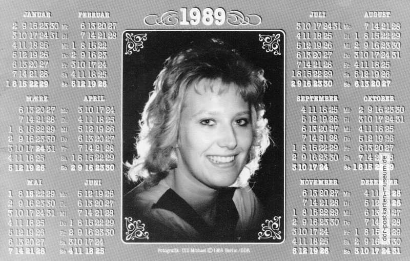 Privatpostkarte mit persönlichem Foto im Jahreskalender - 1988