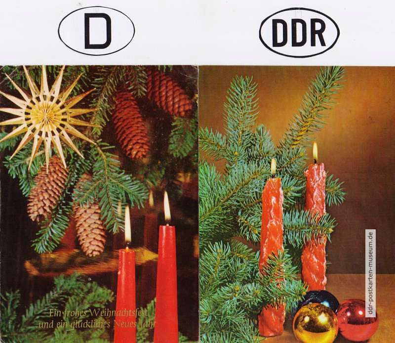 Weihnachtsgrußkarten West und Ost - 1970 / 1977