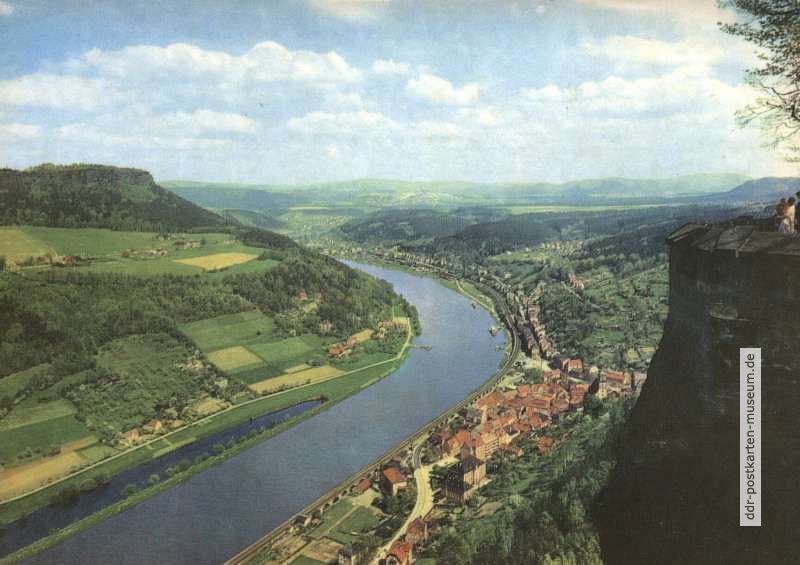 Blick vom Königstein auf das Elbtal und den Lilienstein - 1969