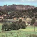 Blick zum Elbsandsteingebirge mit Kurort Rathen - 1979