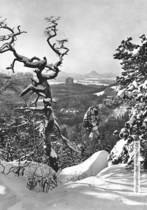 Schrammsteine im Winter mit Blick zum Falkenstein - 1978