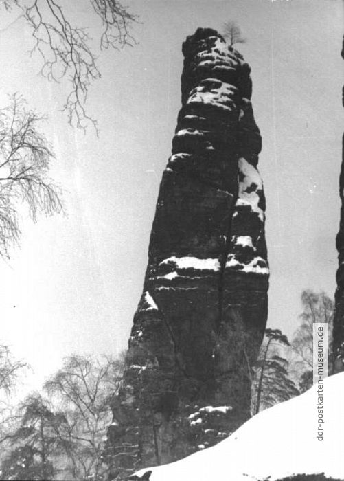 Sandsteinfelsen der Schrammsteine im Winter - 1985