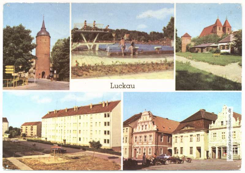 Roter Turm, Schwimmbad, Blick zum Dom (Nikolaikirche), Neubauten, Markt - 1978