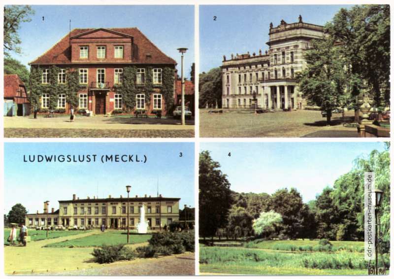 Rathaus, Schloß (jetzt Rat des Kreises), Bahnhof, Schloßpark - 1972