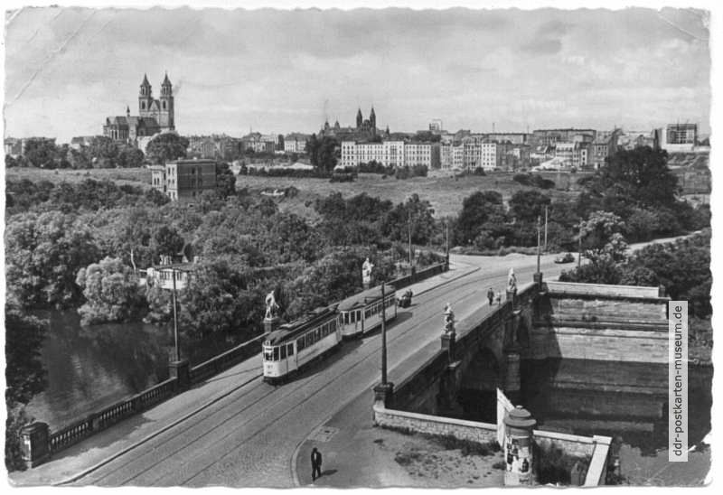 Blick über den Zollhafen, Straßenbahn Linie 6 - 1959