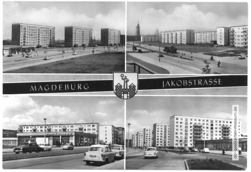 Neubauten und Kaufhalle an der Jakobstraße - 1966