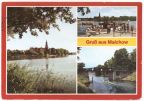 Blick über den Malchower See zum Ortsteil Kloster, M.S. "Gertrud", Lenzer Kanal - 1988