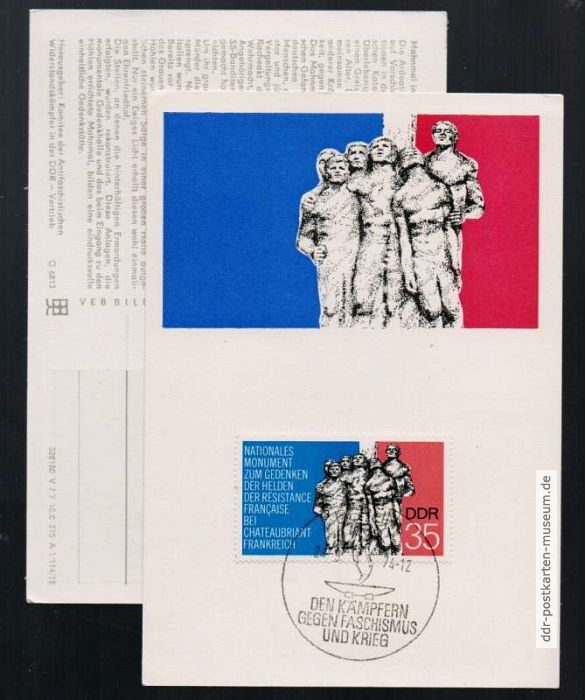 MaximumkarteMonument zum Gedenken der Helden der Resistance bei Chateaubriant" - 1974