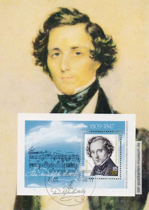 Maximumkarte "175. Geburtstag von Felix Mendelssohn-Bartholdy - 1984