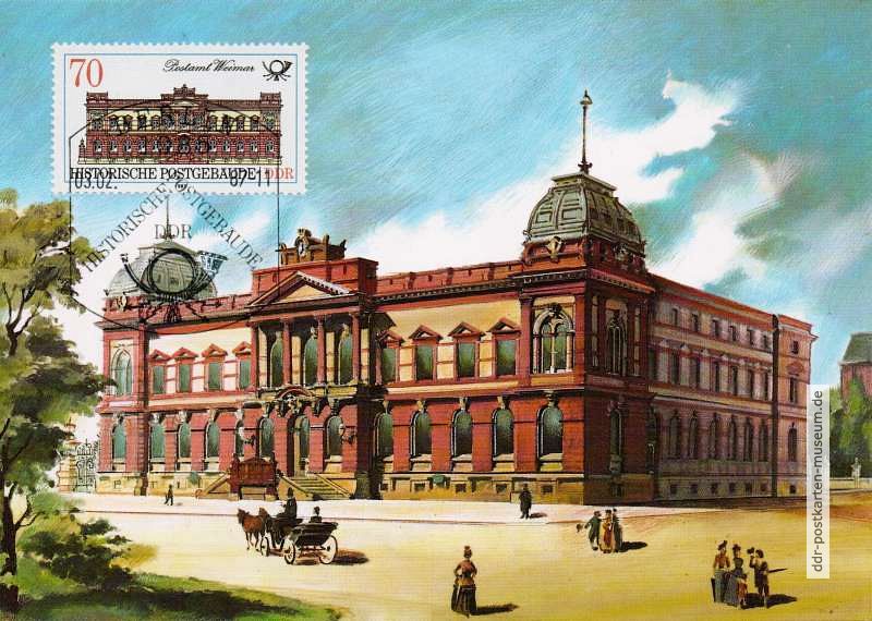 Maximumkarte "Historische Postgebäude" mit Postamt Weimar - 1986