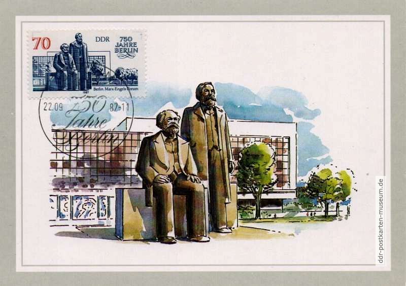 Maximumkarte "750 Jahre Berlin" mit Marx-Engels-Forum und Palast der Republik - 1987 - 1987
