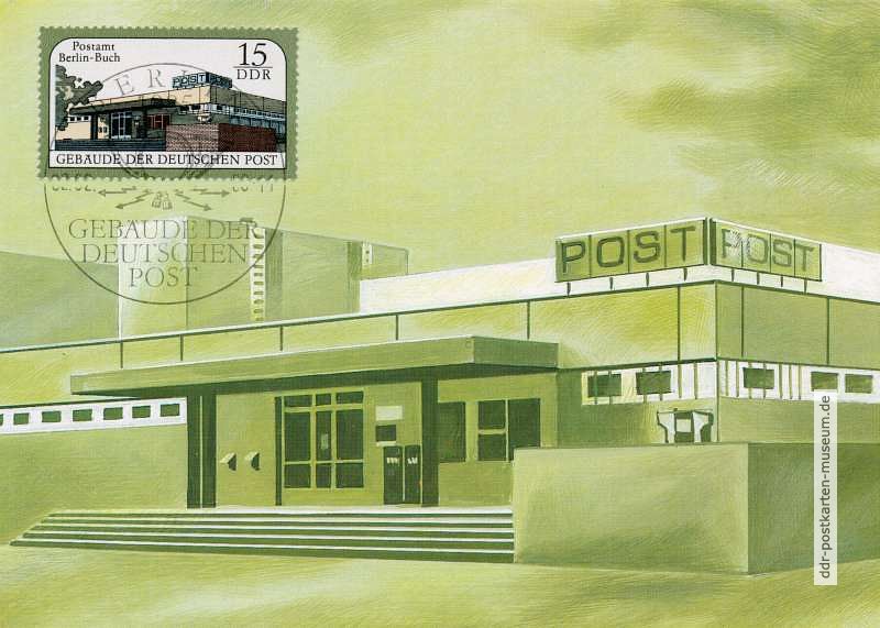 Maximumkarte "Gebäuder der Deutschen Post", Postamt Berlin-Buch - 1988