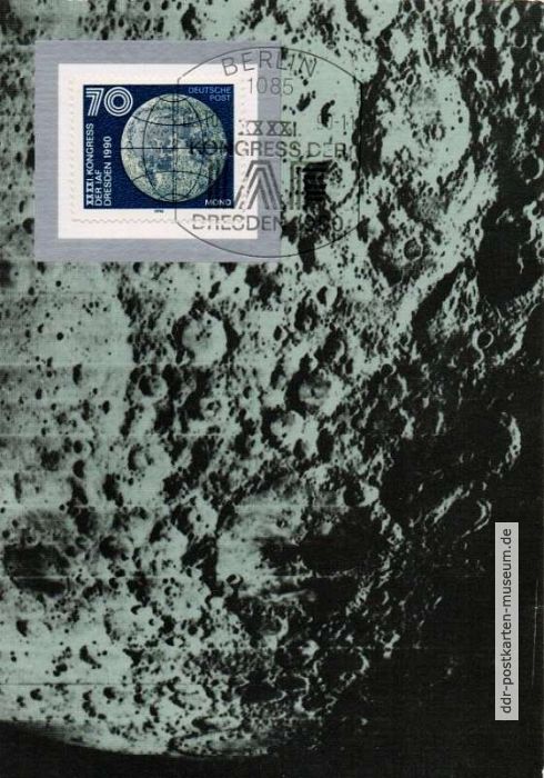Maximumkarte "XXXXI. Kongreß der Inter. Astronautischen Föderation" mit Mondvorderseite - 1990