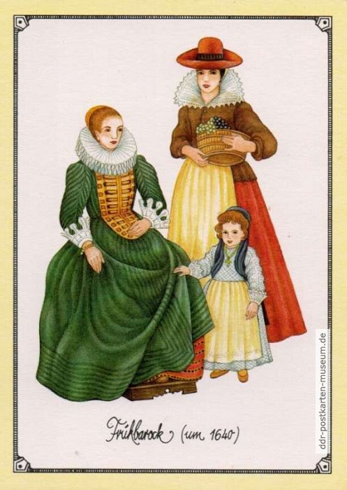 Zwei flämische Bürgerinnen mit Kind um 1640 zur Zeit des Frühbarock - 1985