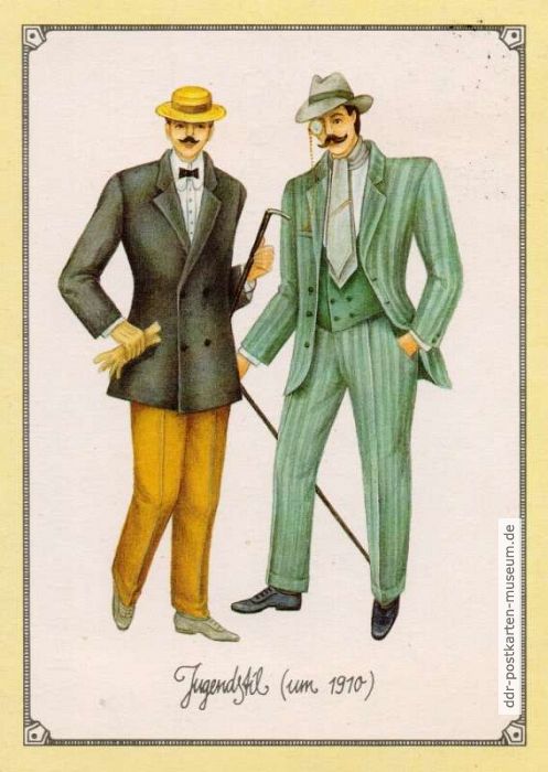 Herren in Sportkleidung um 1910 in der Zeit des Jugendstils - 1985