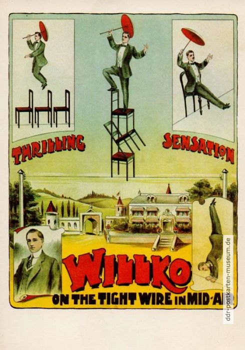 Reklameplakat "Willko - Drahtseil-Äquilibristik" im Bestand vom Märkischen Museum - 1983
