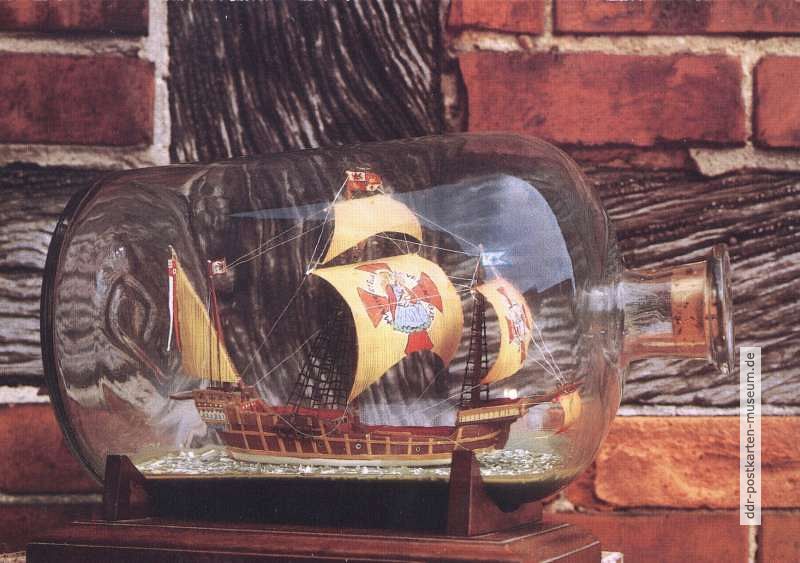 Segelschiff des Columbus "Santa Maria" in 5-Liter-Flasche von Hans Euler - 1989