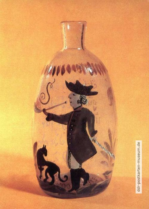 Branntweinflasche mit Hirtenmotiv in Emailmalerei, 1792 Lauscha - 1984 / 1987