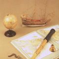 Schiffahrtsrequisiten Globus, Schiffsmodell, Atlas, Kompaß, Glocke und Fernrohr - 1987