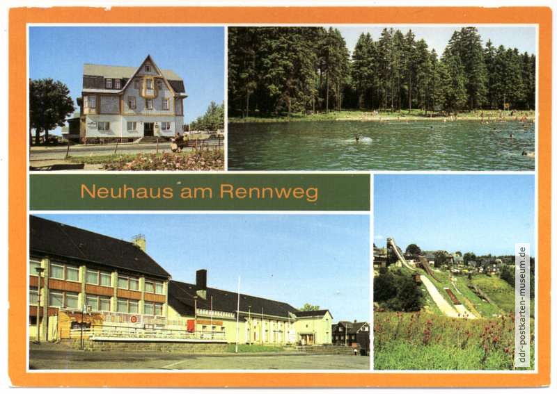 HO-Gaststätte "Hirsch", Waldbad Bernhardsthal, Kreiskulturhaus, Schanzenanlage im Gründle - 1985 