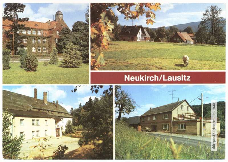 Oberschule, Blick zum Valtenberg, Jugendherberge, Gaststätte "Grüne Fichte" - 1989