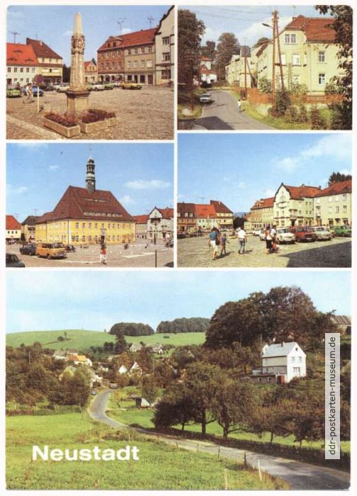 Postmeilensäule, Ortsteil Krumhermsdorf, Rathaus, Markt, Krumhermsdorf - 1990