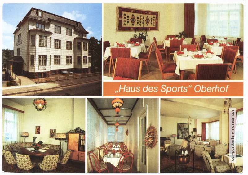 Haus des Sports mit Speiseraum, Lesezimmer, Veranda und Klubraum - 1989