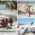 Blick auf Oberwiesenthal, Sessellift, Sprungschanze - 1968