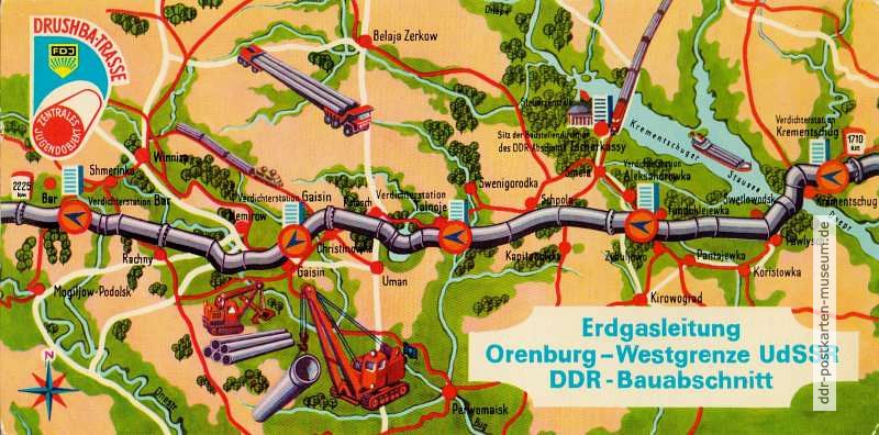 Erdgasleitung Orenburg-Westgrenze UdSSR mit DDR-Bauabschnitt - 1976