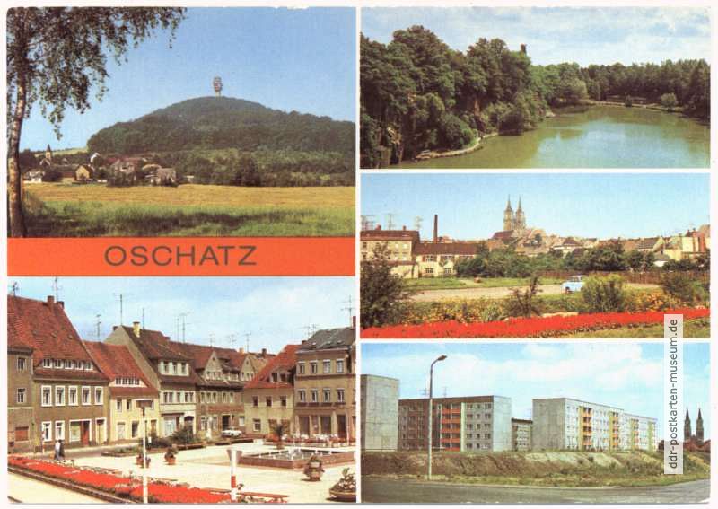 Collmberg, Anglerteich, Ernst-Thälmann-Platz, Neubauten Oschatz-West - 1982