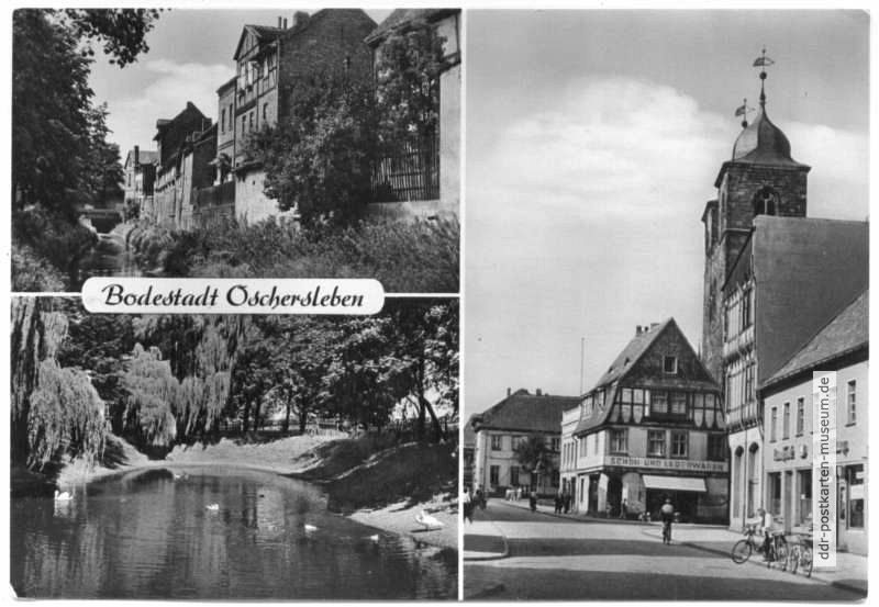 Am Bruchgraben, Teich, Halberstädter Straße mit Nikolaikirche - 1963 / 1984