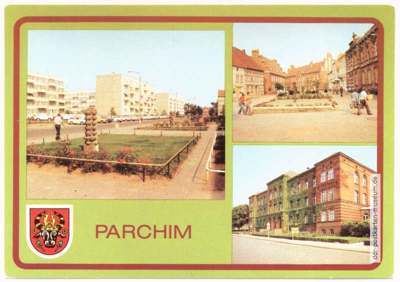 Neubauten Weststadt, Wilhelm-Pieck-Platz, Goethe-Oberschule - 1983