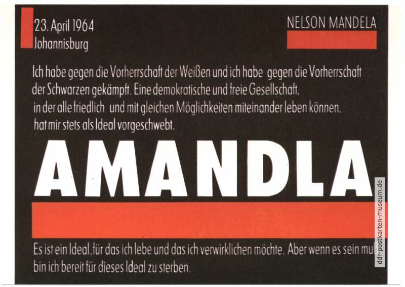 Plakat "AMANDLA" mit Zitaten von Nelson Mandela - 1988