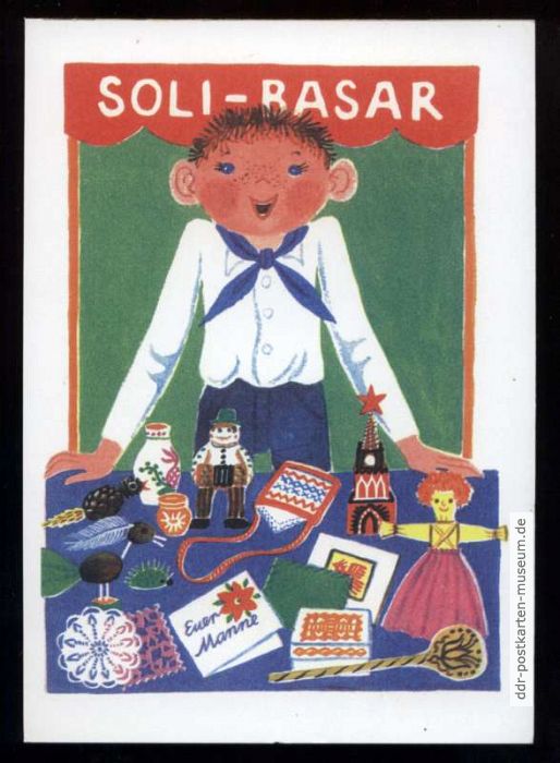 Zeichnung "Junger Pionier auf dem Soli-Basar" - 1979