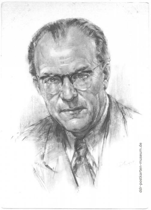 Bleistiftzeichnung des Otto Grotewohl, Ministerpräsident der DDR - 1955