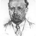 Bleistiftzeichnung des Walter Ulbricht, Erster Sekretär des ZK der SED - 1955