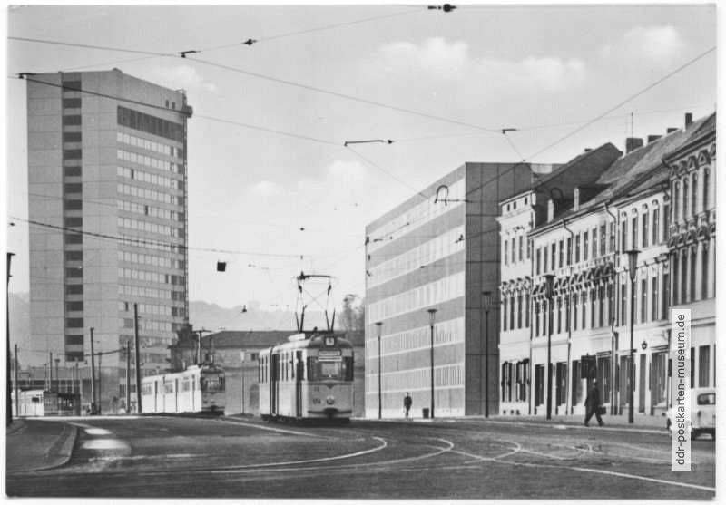 Friedrich-Ebert-Straße, Straßenbahn Linien 5 und 1 - 1975