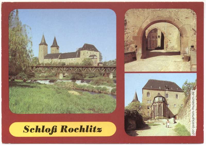 Hängebrücke und Schloß Rochlitz, Westportal, Schloßkapelle - 1985