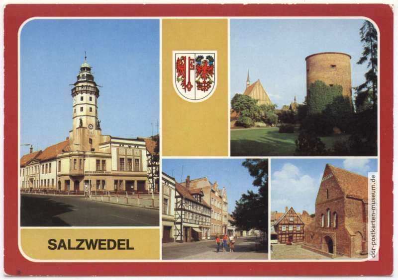Hotel "Schwarzer Adler", Burgturm, Straße der Freundschaft, Lorenzkirche - 1983