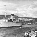 Hafenmole in Saßnitz mit Schweden-Fähre "Konung Gustav II" nach Trelleborg - 1957
