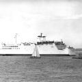DDR-Fährschiff "Rügen" an der Molenspitze in Saßnitz - 1974 / 1977