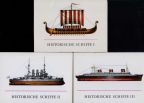 Titelbilder der Kartenserien "Historische Schiffe" I, II und III - 1977/1978/1980/1983