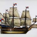 Russische Fregatte "Orel" von 1669 aus Kartenserie "Historische Schiffe I" - 1977/1983