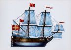 Holländische Fleute von 1675 aus Kartenserie "Historische Schiffe II" - 1977/1983