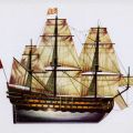 Französisches Linienschiff "Louis XV." von 1692 aus Kartenserie "Historische Schiffe II" - 1977/1983