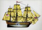 Britisches Linienschiff "Victory" um 1765 aus Kartenserie "Historische Schiffe III" - 1978/1980/1983