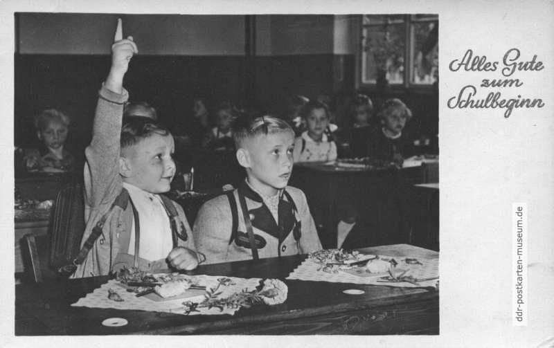 Postkarte zum Schulbeginn von 1955 - Verlag Erhard Neubert